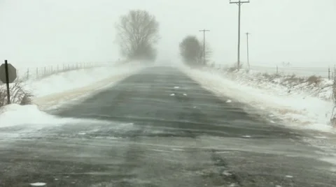 Blizzard Snow on road Stock-Footage 40713362