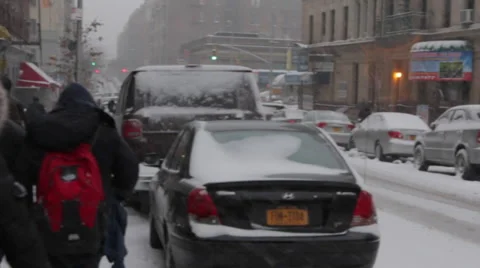 Blizzard  Snow Storm Juno , New York City Winter Video stock 46384914
