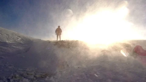 Blizzard on top of the mountain Stock Footage 91476069