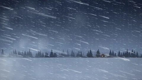 Blizzard Whiteout Wind-Driven Snow over Pine Ridge Seamless Loop Vídeo Stock 347071450