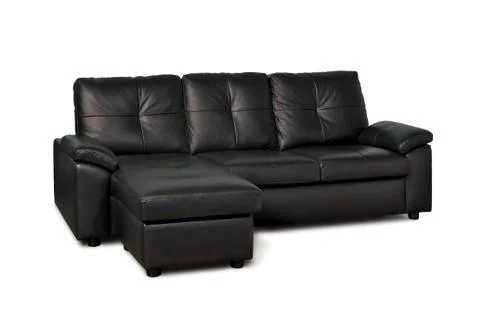 Bllack leather sofa Stock Photos