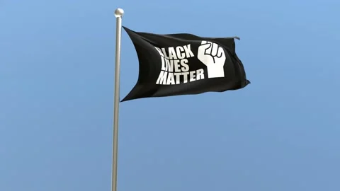 BLM flag waving in the wind. Black lives matter symbol. Video stock 168476591