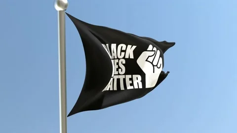 BLM flag waving in the wind. Black lives... | Stock Video | Pond5
