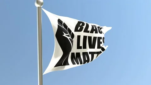 BLM flag waving in the wind. Black lives matter symbol. Stock Footage 168926545