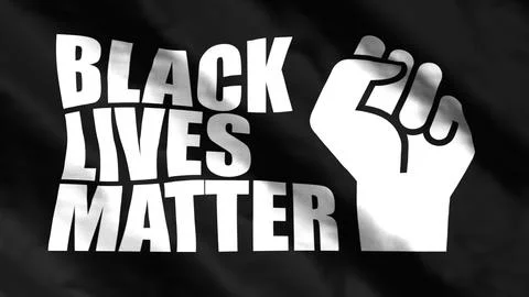 BLM flag waving in the wind. Black lives matter symbol. 3D rendering. Foto stock