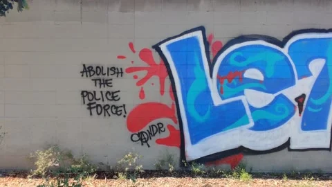 BLM Let Us Breathe Black Lives Matter Graffiti Tagging Spray Paint Los Angeles Stock-Footage 132134509