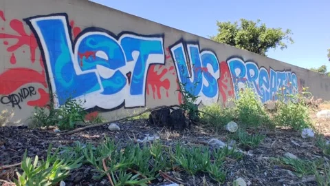 BLM Let Us Breathe Black Lives Matter Graffiti Tagging Spray Paint Los Angeles Stock-Footage 132134514