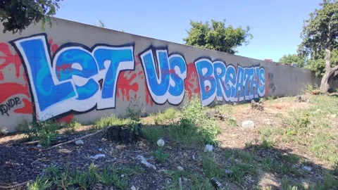 BLM Let Us Breathe Black Lives Matter Graffiti Tagging Spray Paint Los Angeles Stock Footage 132134520