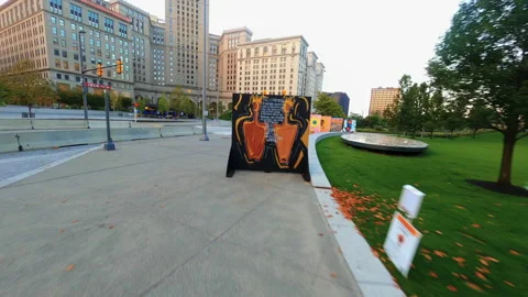 BLM Murals Cleveland Empty City Video stock 137984011