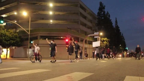 BLM Protest Downtown Military Stock Footage 137426723