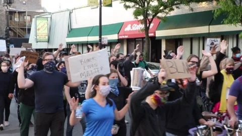 BLM Protest-George Floyd, Breonna Taylor-Hands up dont shoot chant Video stock 142285815