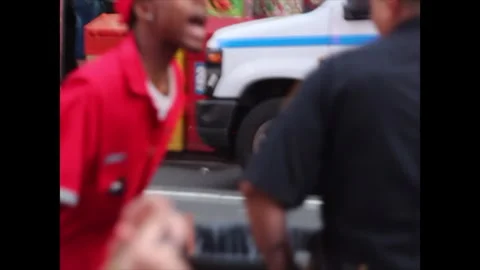 BLM protest NYC Custodian vs. NYPD 2016 Video stock 318684501