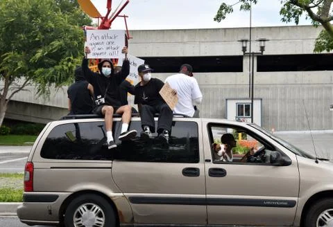 BLM protesters on a car Stock Photos