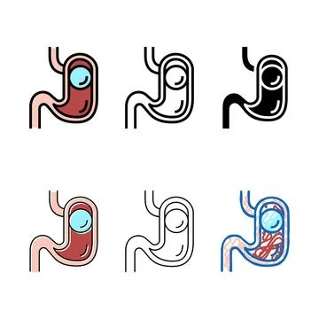 Bloating bariatric color icon vector styleset Ilustración de archivo