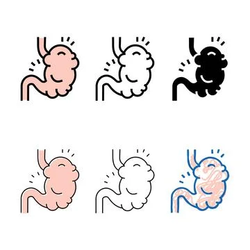 Bloating set digestion system color icon vector Stock Illustration