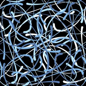 Blob doodle curves vector seamless pattern, Stock Illustration