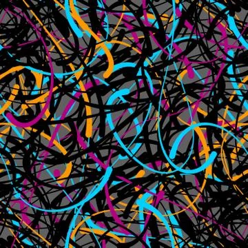 Blob doodle curves vector seamless pattern, Stock Illustration