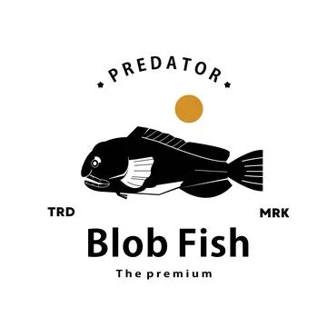 Blob fish logo vector outline silhouette art icon Stock Illustration