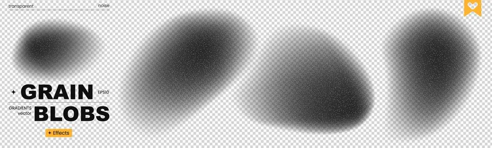 Blob Grain Noise Set Gradient - Abstract Black Halftone Pattern with Spray Dots Illustrazione stock