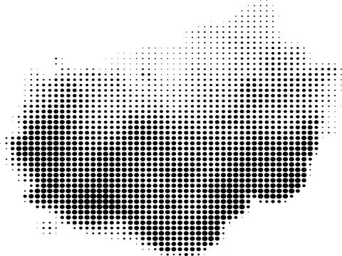 Blob with halftone pattern. Dotted shape like a map. Illustrazione stock