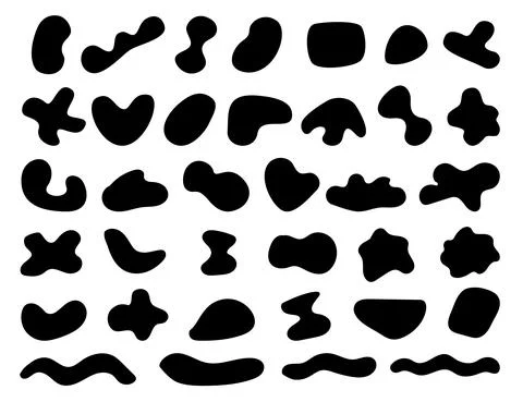 Blob shape. Vector abstract splodge minimal black shapes. Black ink paint イラスト素材
