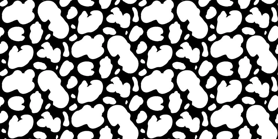Blob spot freeform seamless pattern in black and white print. Organic blob and Stock-Illustration