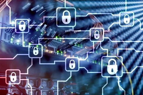 Blochain information encryption. Cyber security, crypto currency. Stockillustratie