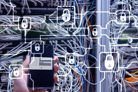 Blochain information encryption. Cyber security, crypto currency. Stockillustratie