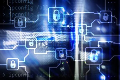 Blochain information encryption. Cyber security, crypto currency. Stockillustratie