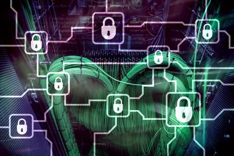 Blochain information encryption. Cyber security, crypto currency. イラスト素材