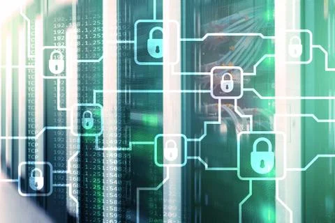 Blochain information encryption. Cyber security, crypto currency. Foto stock