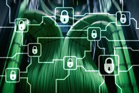 Blochain information encryption. Cyber security, crypto currency. Foto stock