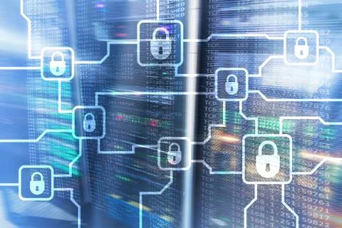 Blochain information encryption. Cyber security, crypto currency. Stock Photos