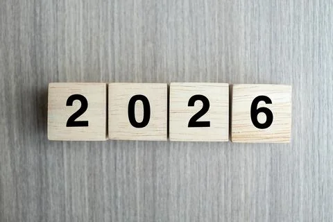 Block 2026 text on table. Resolution, strategy, plan, goal, motivation, reb.. Stock Photos
