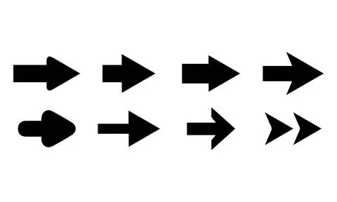Block and Chevron Pointer Arrow Set 库存插图