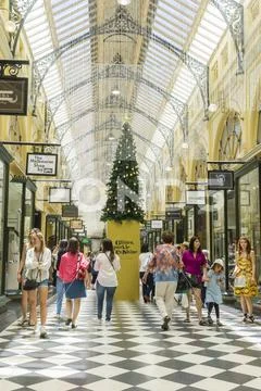 The Block Arcade in Melbourne with people during Christmas Stock Photos