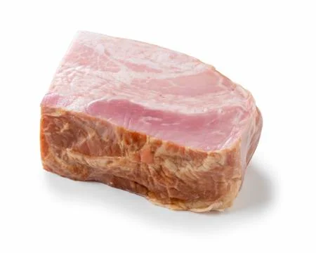 Block bacon placed on a white background Stock Photos