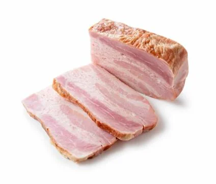 Block bacon placed on a white background Stock Photos
