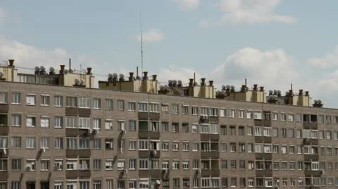 Block Building and Clouds Timelapse 01 Stock Footage 10867547
