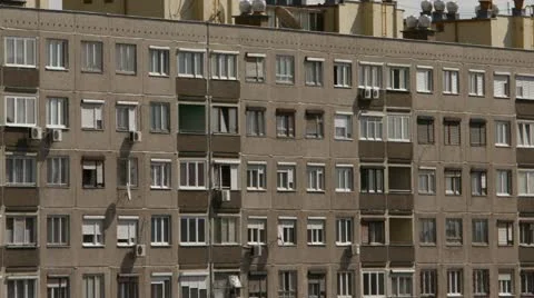 Block Building and Clouds Timelapse 04 pan Video stock 10867579