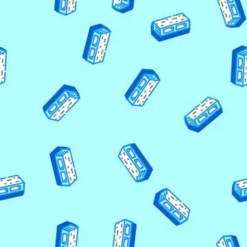 Block cement isometric icon seamless pattern Stock Illustration