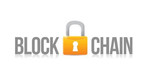 Block chain and lock design graphic. 스톡 일러스트