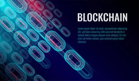 Block chain background, chain consists of network data connections concept Illustrazione stock
