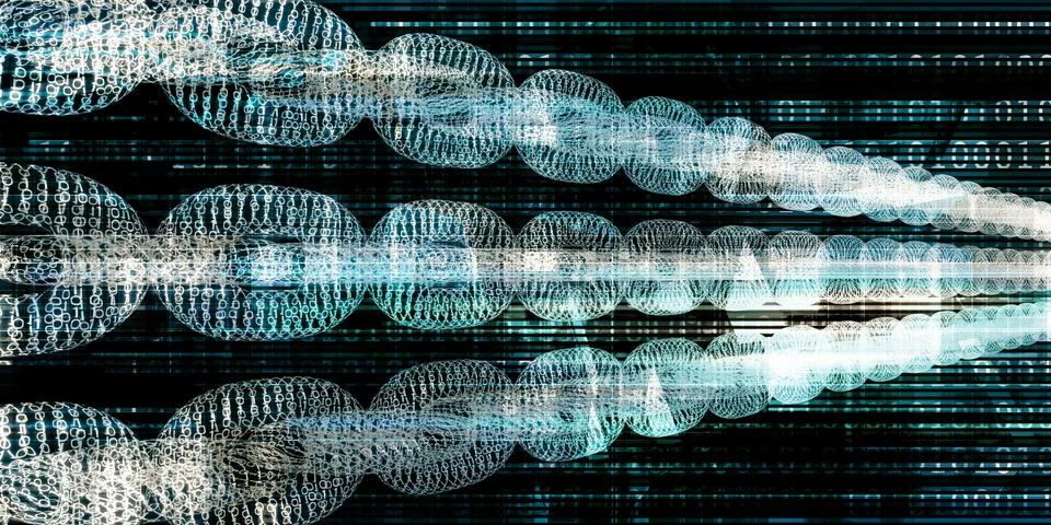 Block Chain Binary Background Stock Illustration