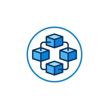Block-Chain in circle vector blue icon. Blockchain Crypto round symbol Stock Illustration