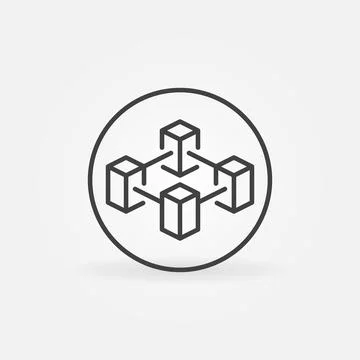 Block-Chain in circle vector concept icon. Blockchain with 4 Blocks round symbol イラスト素材