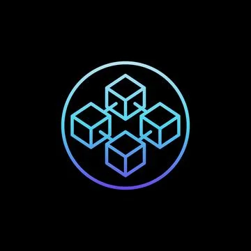 Block Chain in circle vector concept blue linear icon or symbol イラスト素材