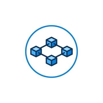 Block-Chain in circle vector concept blue icon or Blockchain round sign Stock Illustration