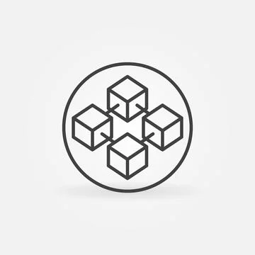 Block Chain in circle vector concept thin line icon - round sign イラスト素材