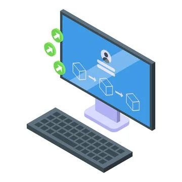 Block chain computer icon, isometric style Stockillustratie